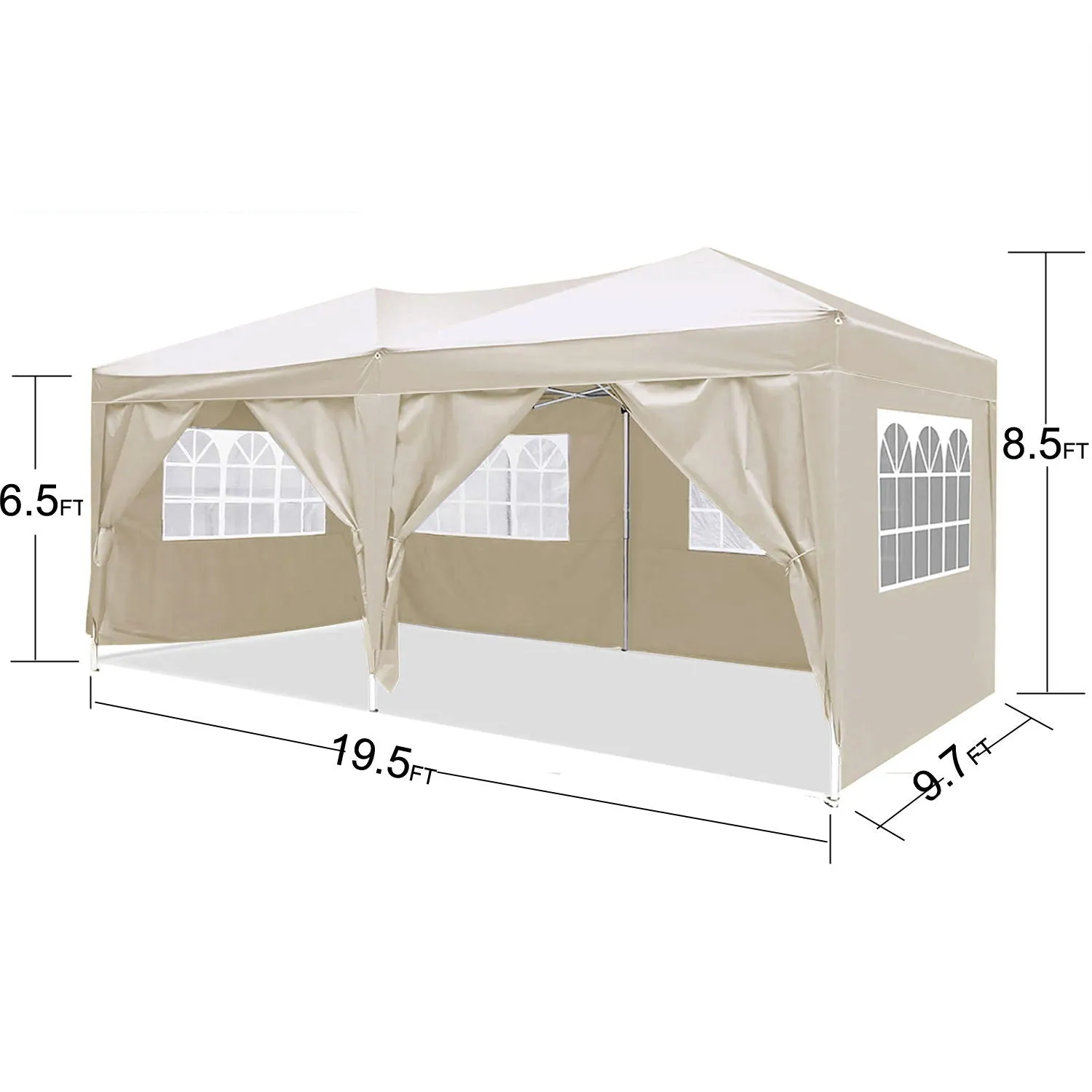 10'X20' Ez Pop Up Canopy Outdoor Portable Party Folding Tent With 6 Removable Sidewalls   Carry Bag   4 Pieces Weight Bag