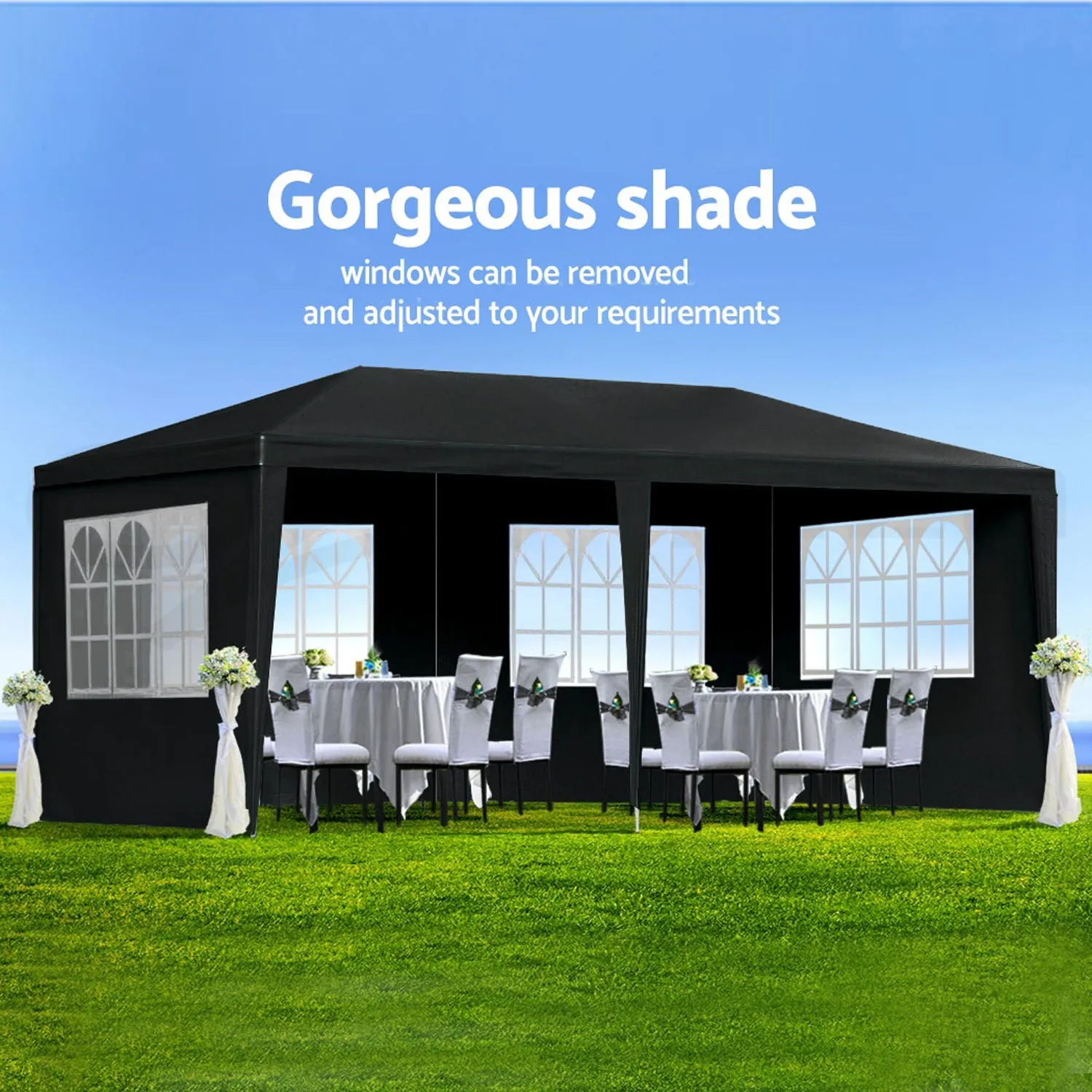 10'X20' Folding Canopy With 6 Removable Sidewalls Outdoor Event Shelter UPF 50  Gazebo Portable Tents For Parties Beach Camping Wedding Ez Pop Up Canopy