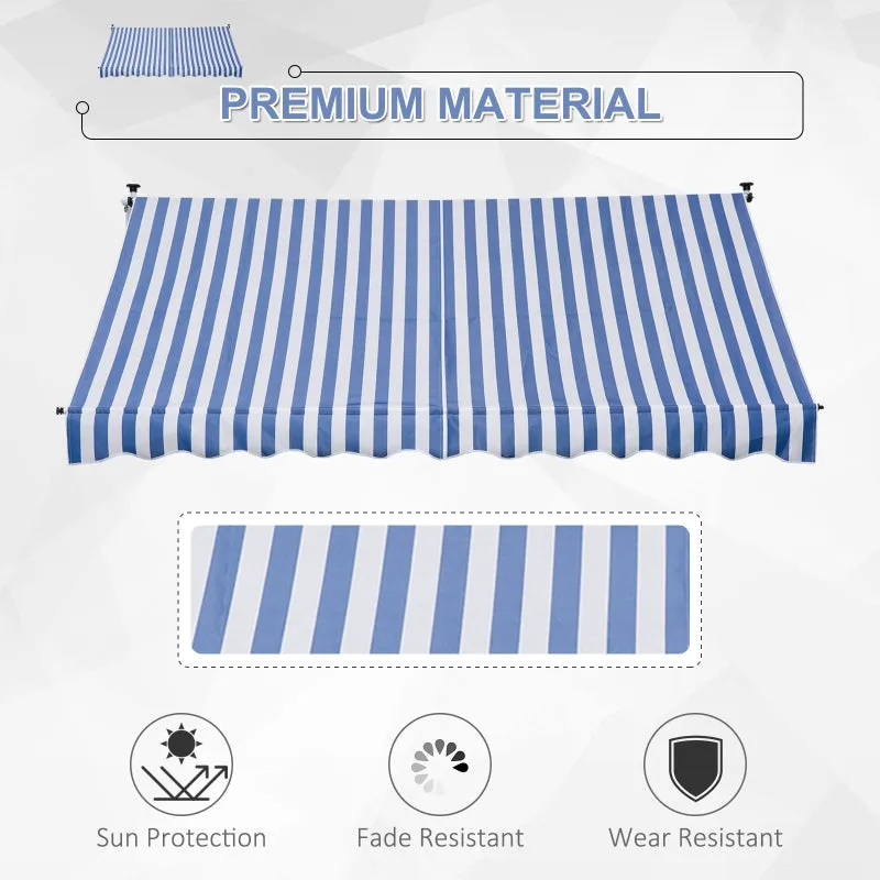 10x5ft Manual Retractable Patio Awning - Blue
