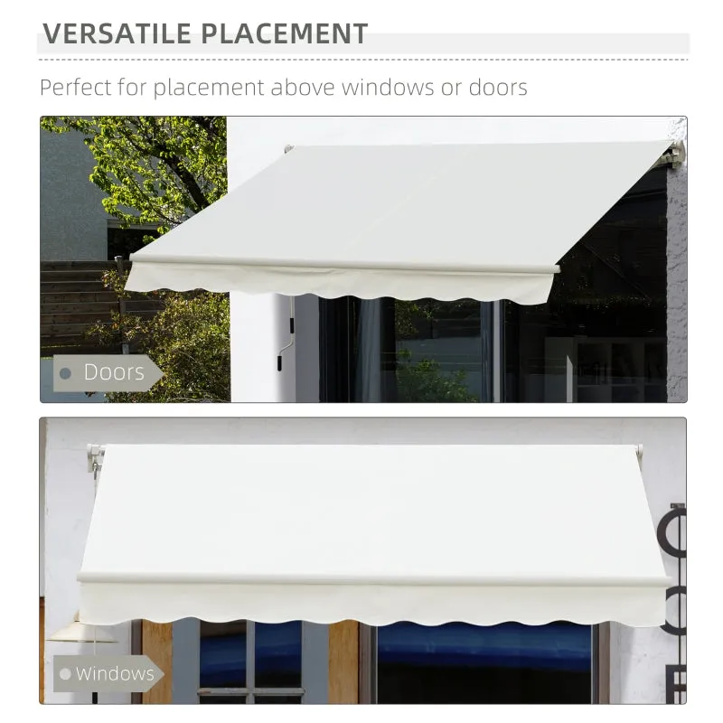 10’x8’ Manual Retractable Sun Shade Patio Awning - Cream White