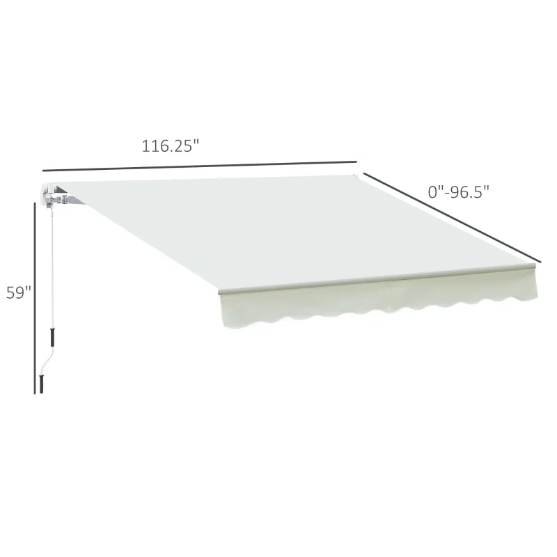 10’x8’ Manual Retractable Sun Shade Patio Awning - Cream White