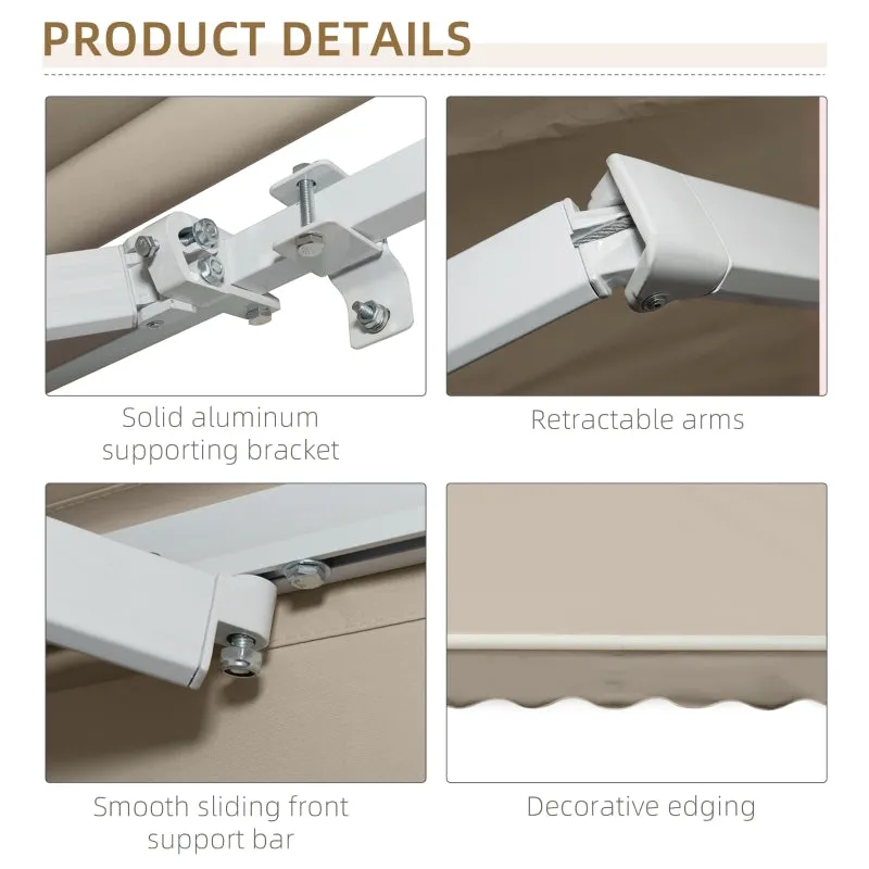 12' x 10' Outdoor Patio Retractable Window Awning - Cream White