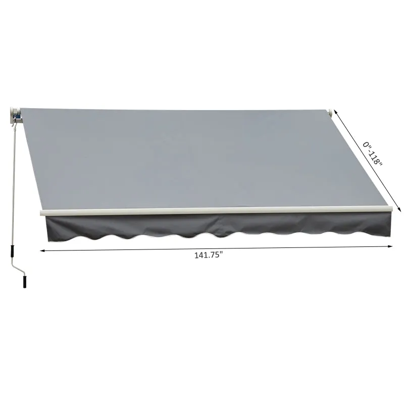 12' x 10' Outdoor Patio Retractable Window Awning - Gray