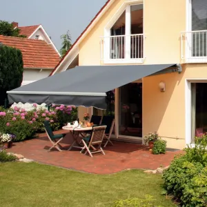 12' x 10' Outdoor Patio Retractable Window Awning - Gray