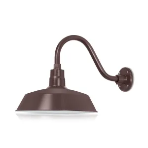 14" Architectural Bronze RLM Barn Light Shade With Gooseneck Arm