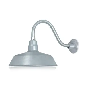 14" Galvanized RLM Barn Light Shade With Gooseneck Arm