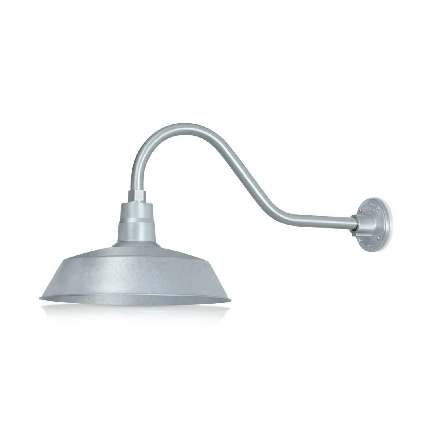 14" Galvanized RLM Barn Light Shade With Gooseneck Arm