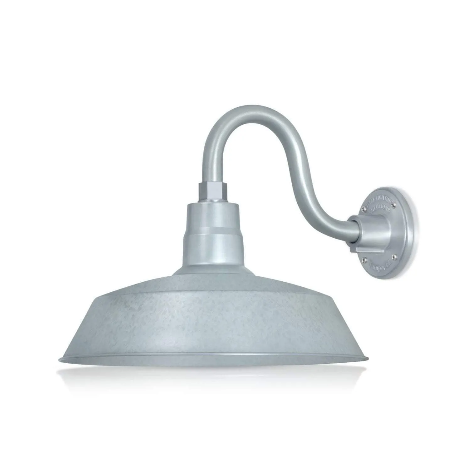 14" Galvanized RLM Barn Light Shade With Gooseneck Arm