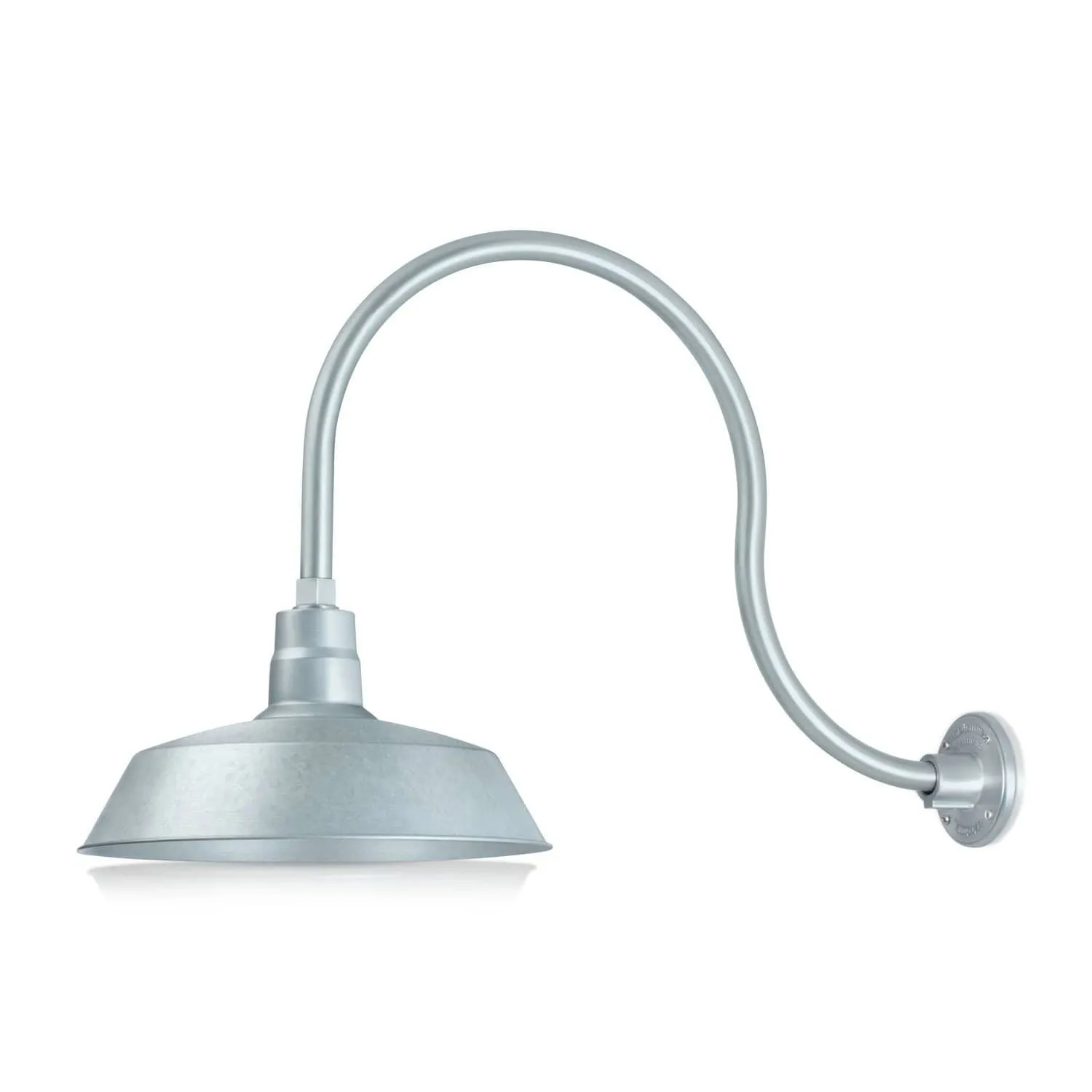14" Galvanized RLM Barn Light Shade With Gooseneck Arm