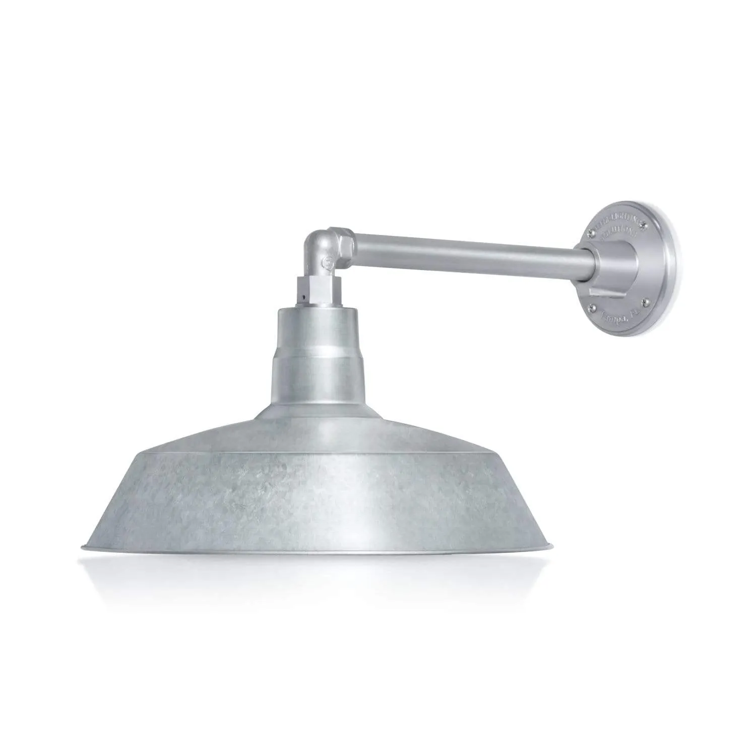 14" Galvanized RLM Barn Light Shade With Gooseneck Arm