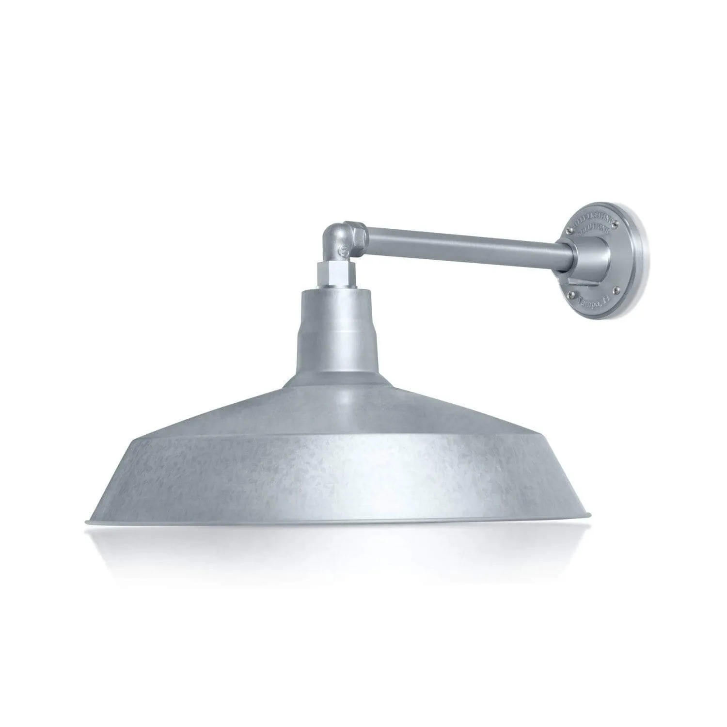 17" Galvanized RLM Barn Light Shade With Gooseneck Arm
