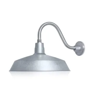 17" Galvanized RLM Barn Light Shade With Gooseneck Arm