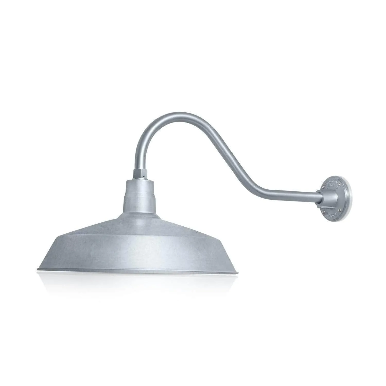 17" Galvanized RLM Barn Light Shade With Gooseneck Arm