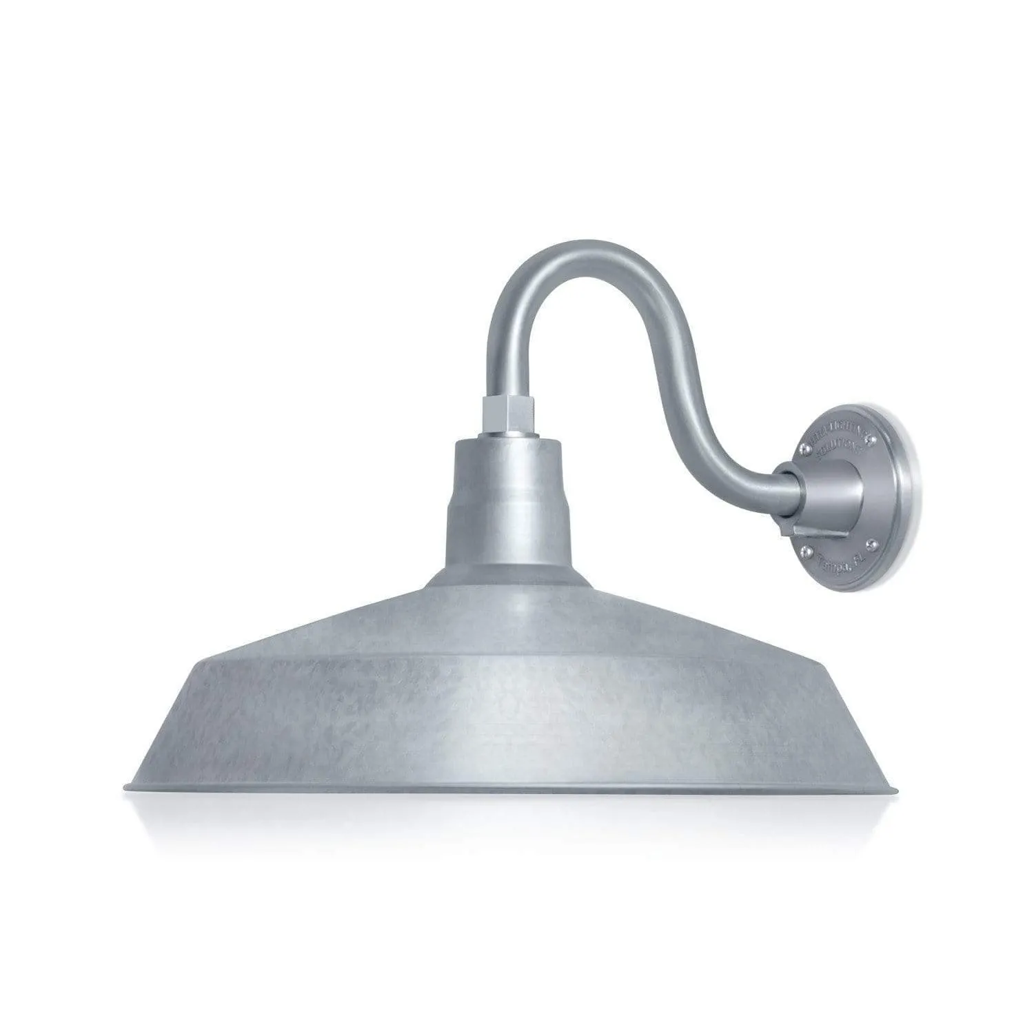17" Galvanized RLM Barn Light Shade With Gooseneck Arm