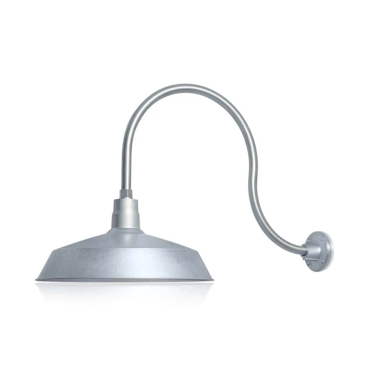 17" Galvanized RLM Barn Light Shade With Gooseneck Arm