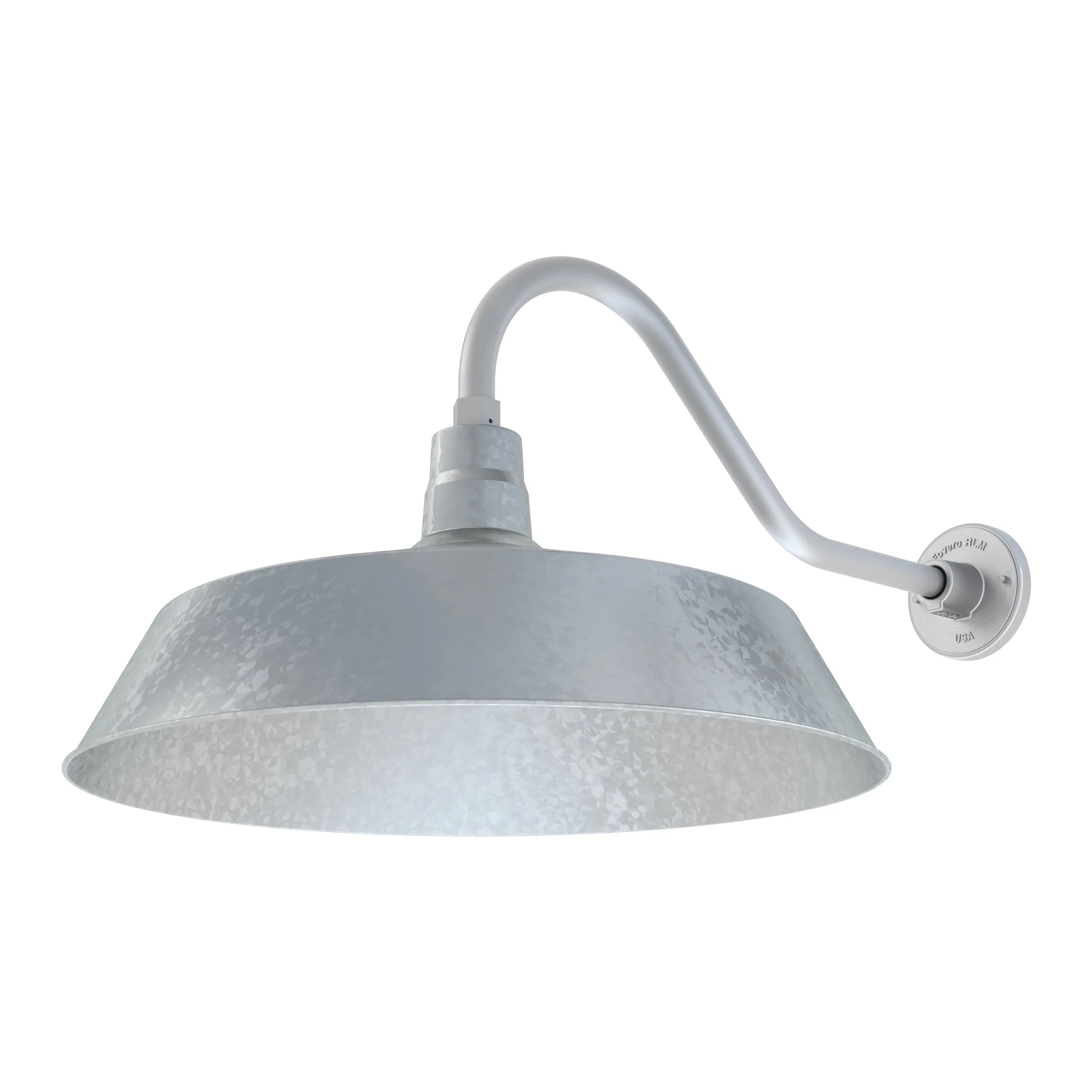 21" Galvanized RLM Barn Light Shade With 22" Long Gooseneck Arm