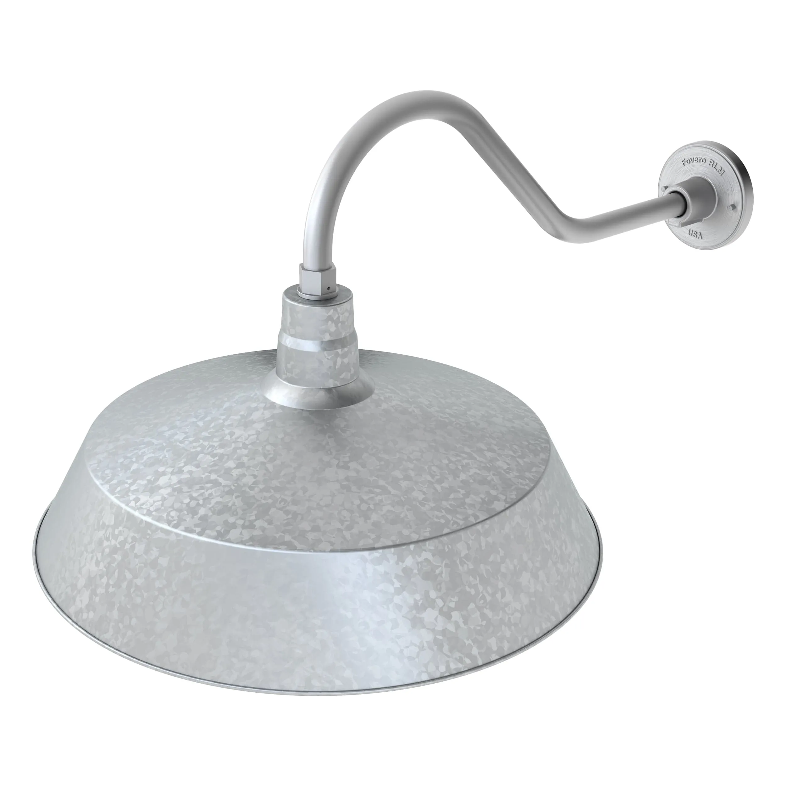 21" Galvanized RLM Barn Light Shade With 22" Long Gooseneck Arm