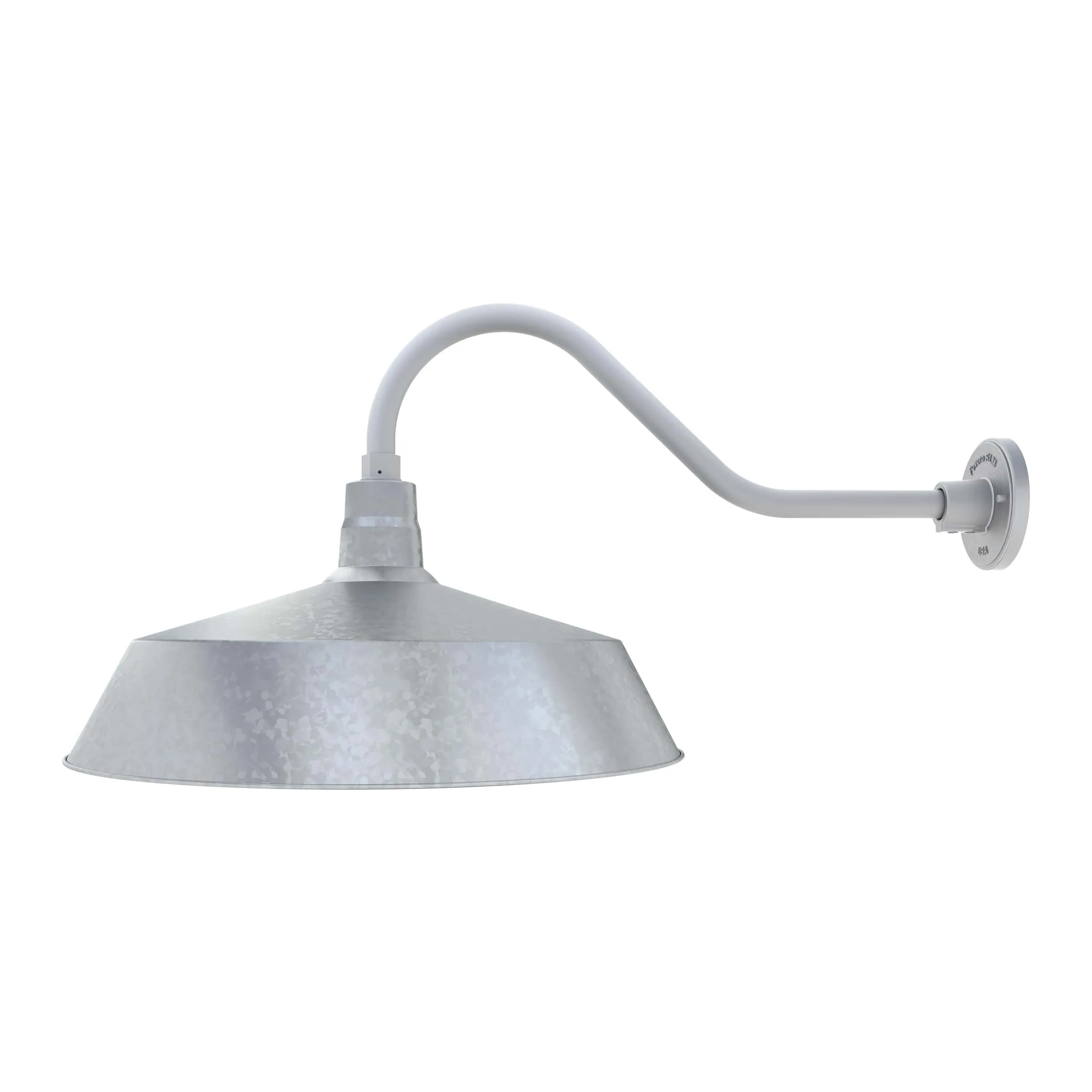 21" Galvanized RLM Barn Light Shade With 22" Long Gooseneck Arm