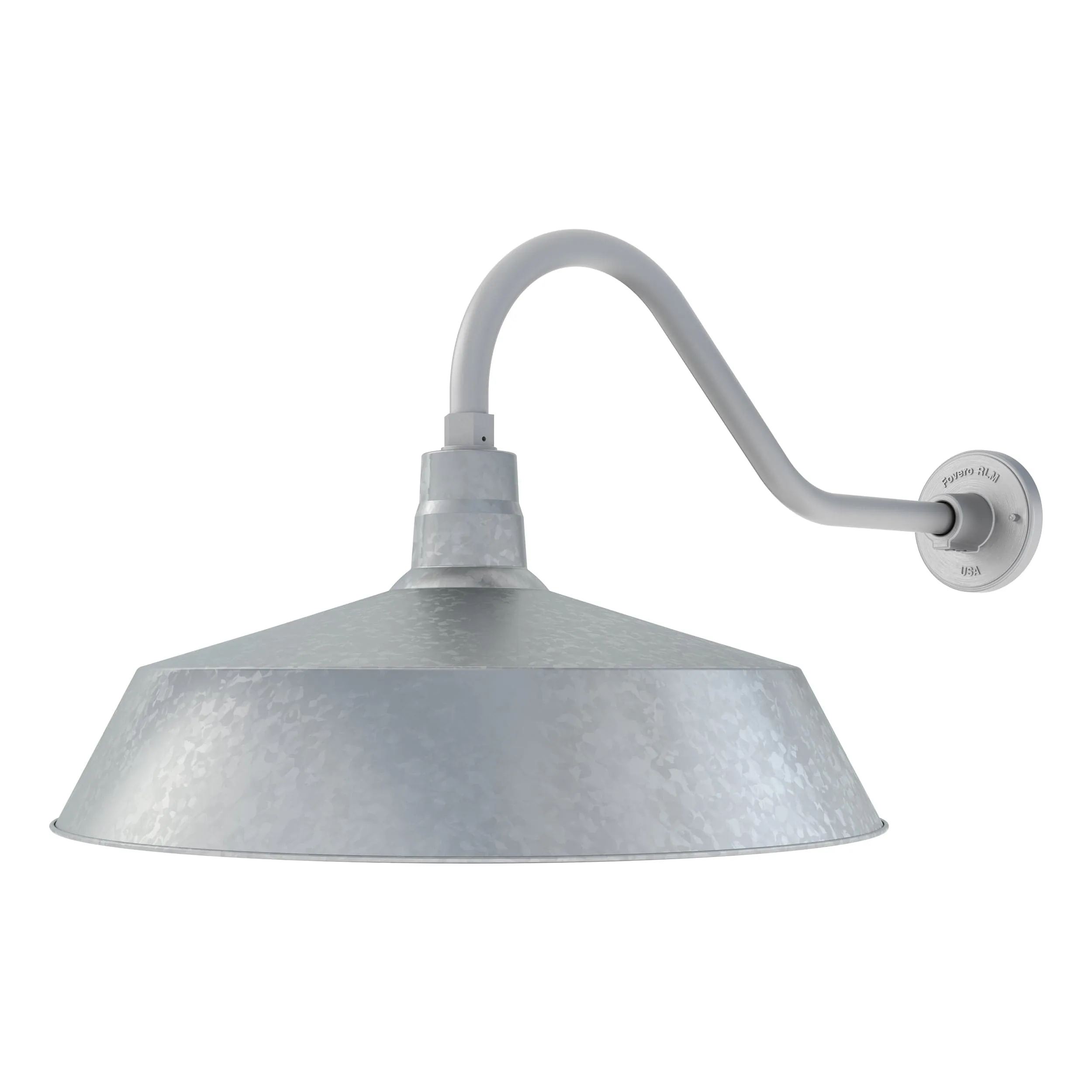21" Galvanized RLM Barn Light Shade With 22" Long Gooseneck Arm