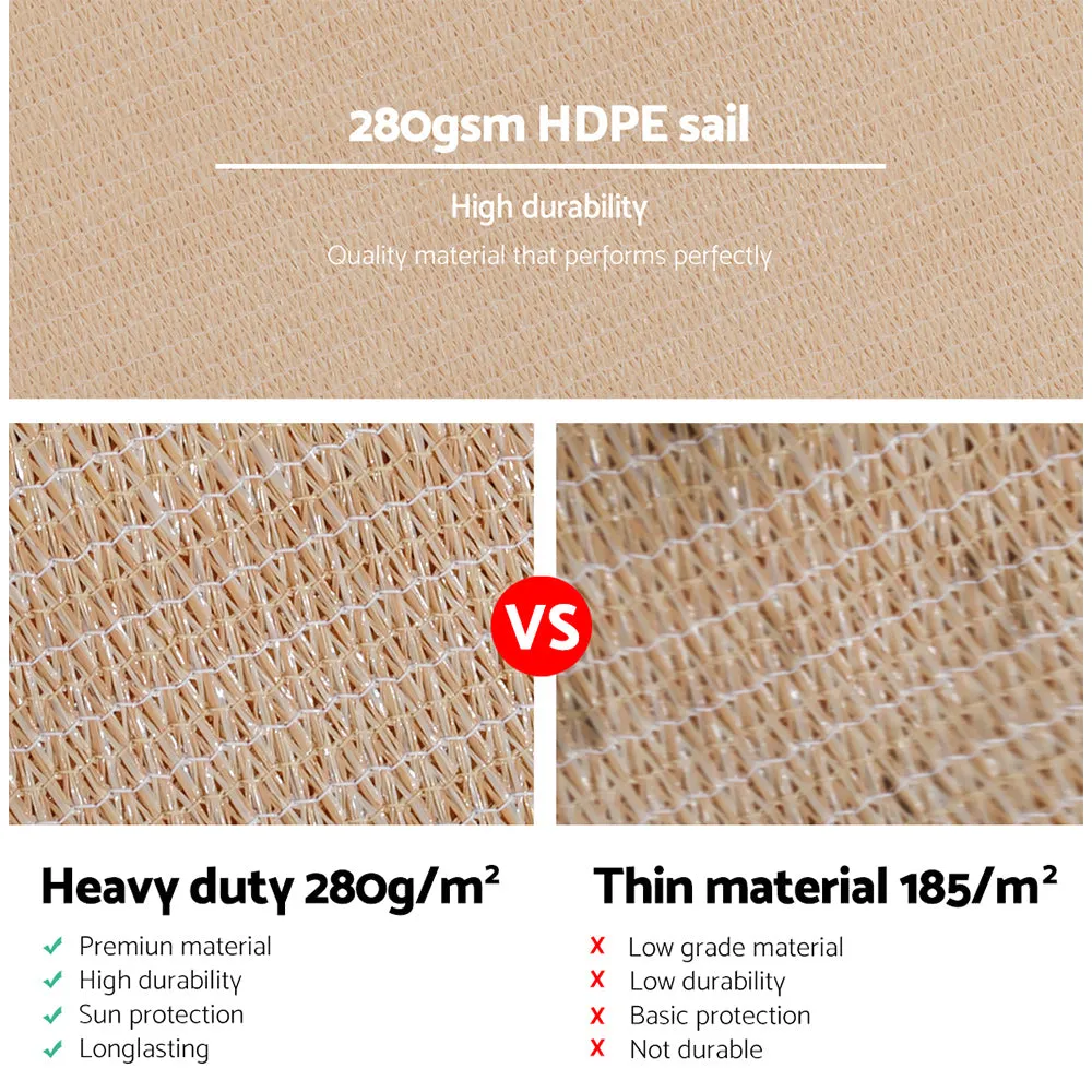 280GSM Shadecloth Canopy Shade Sail Shade Cloth Rectangle Sand Beige 4 x 5m