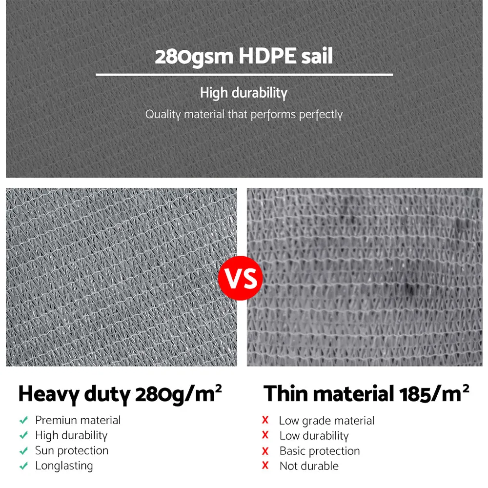 280GSM Shadecloth Canopy Shade Sail Shade Cloth Triangle Grey 5x5x5m