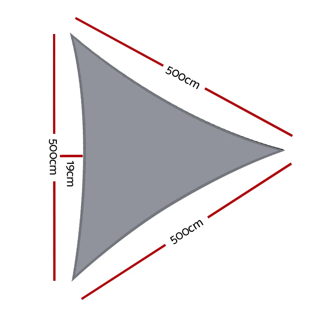 280GSM Shadecloth Canopy Shade Sail Shade Cloth Triangle Grey 5x5x5m