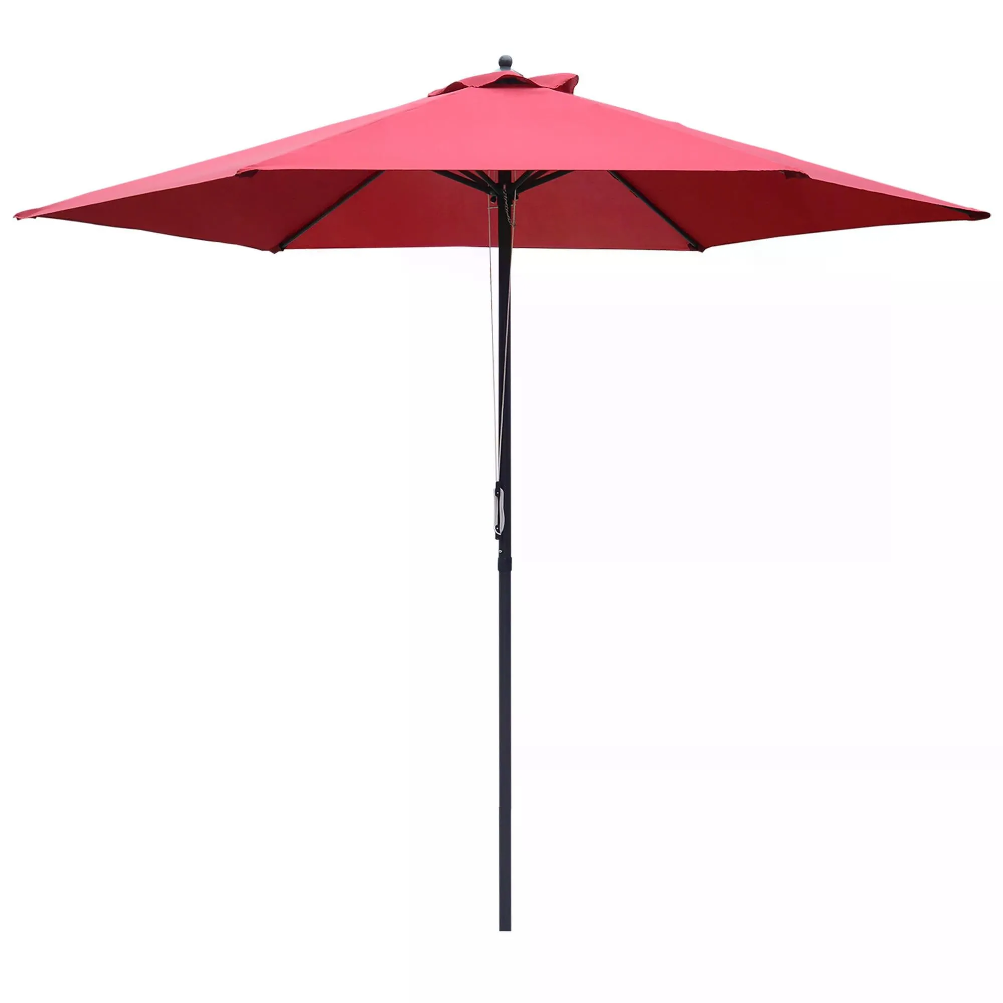 2.8m Patio Parasols Umbrellas Outdoor 6 Ribs Sunshade Canopy Manual Push Garden Backyard Furniture, Wine Red