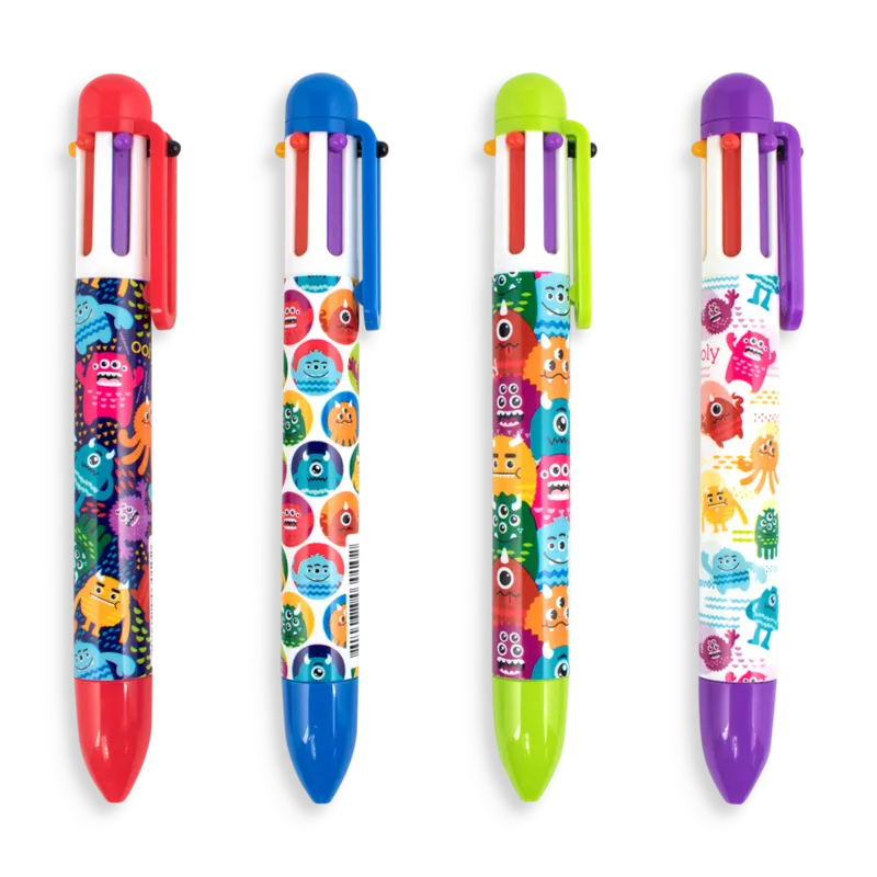 6 Click Multicolour Pens - Monster