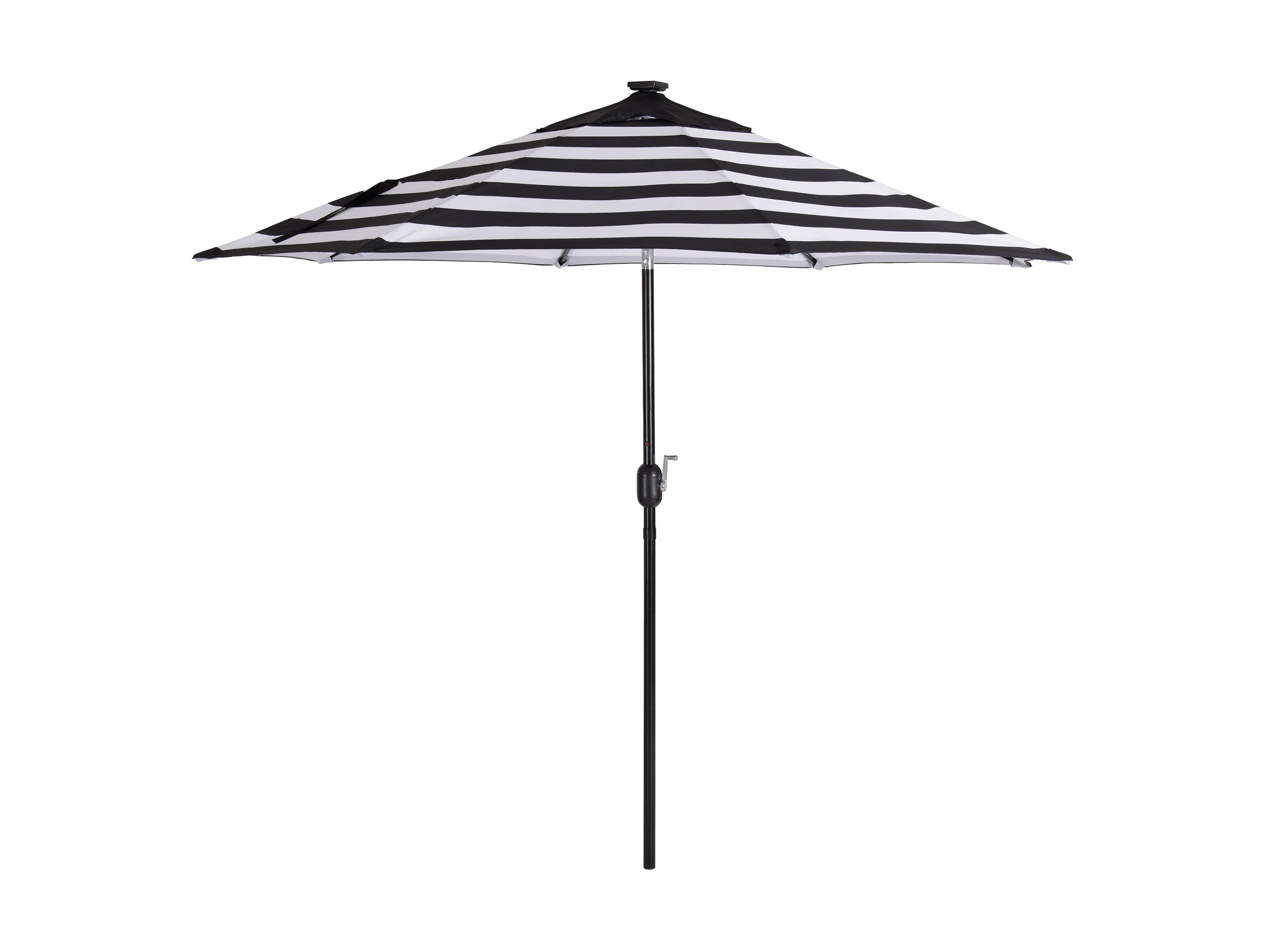 9ft Striped White And Black Patio Umbrella with Lights