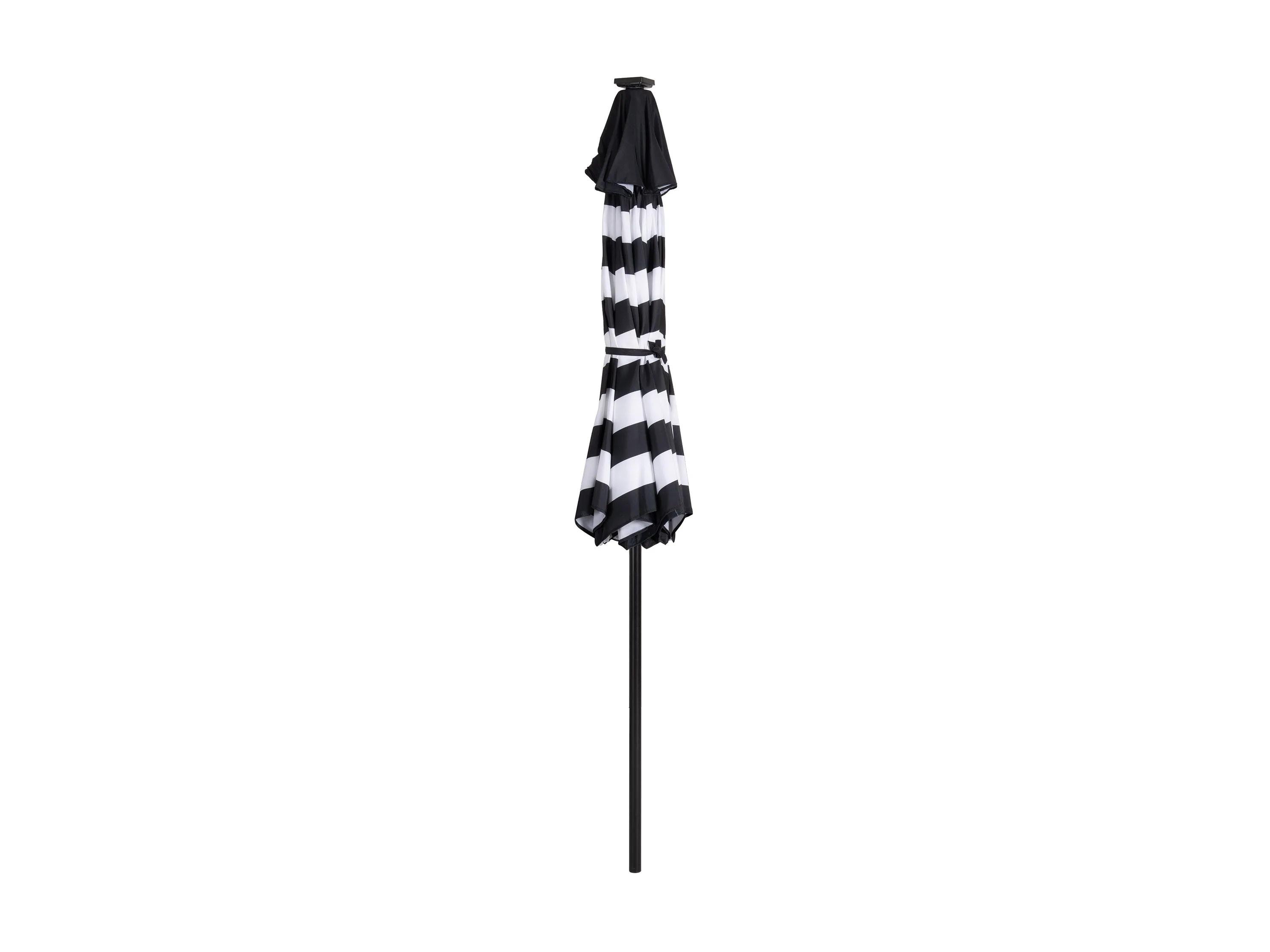 9ft Striped White And Black Patio Umbrella with Lights