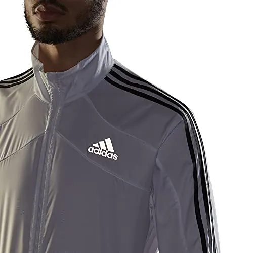 adidas Men's Standard Marathon Jacket 3-Stripes, White/Black, X-Large