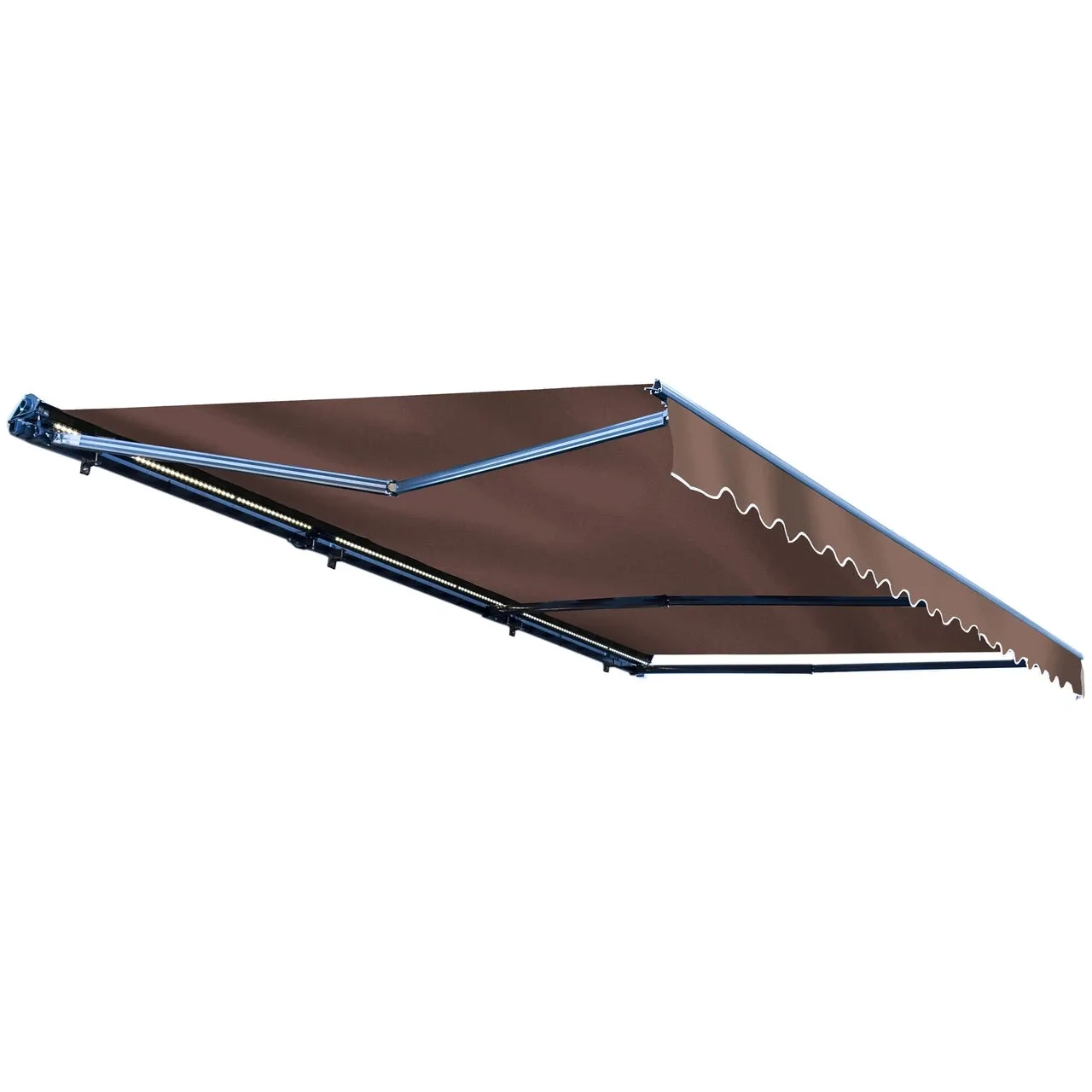 Aleko Half Cassette Motorized Retractable LED Luxury Patio Awning - 10 x 8 Feet - Brown