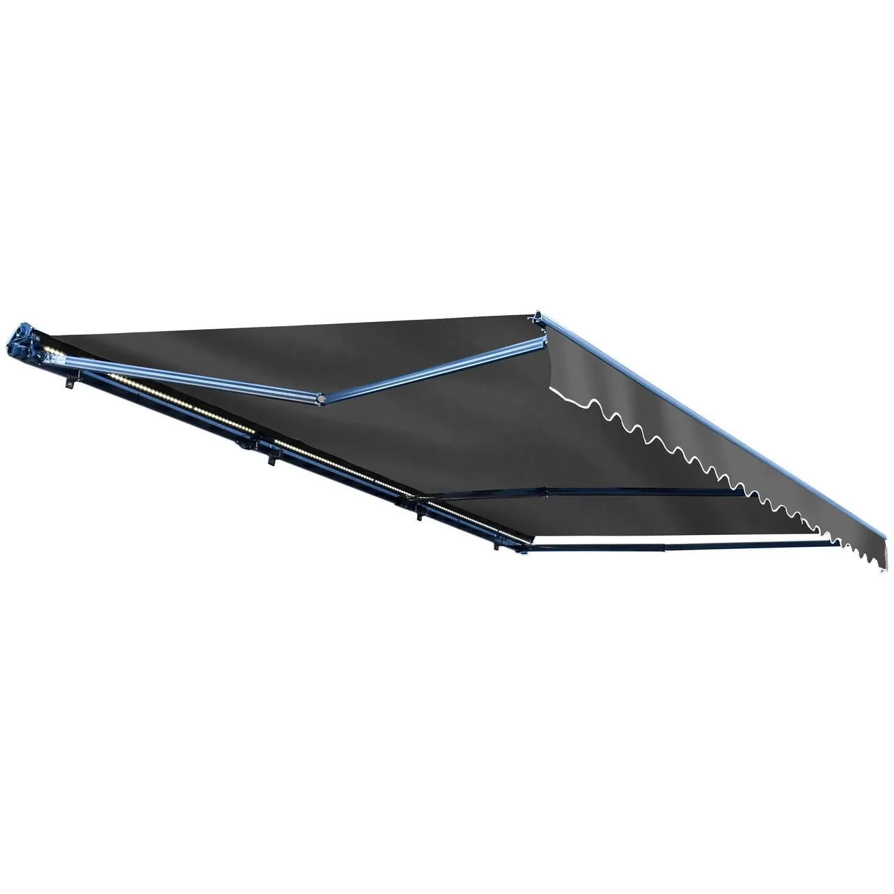Aleko Half Cassette Motorized Retractable LED Luxury Patio Awning - 12 x 10 Feet - Gray