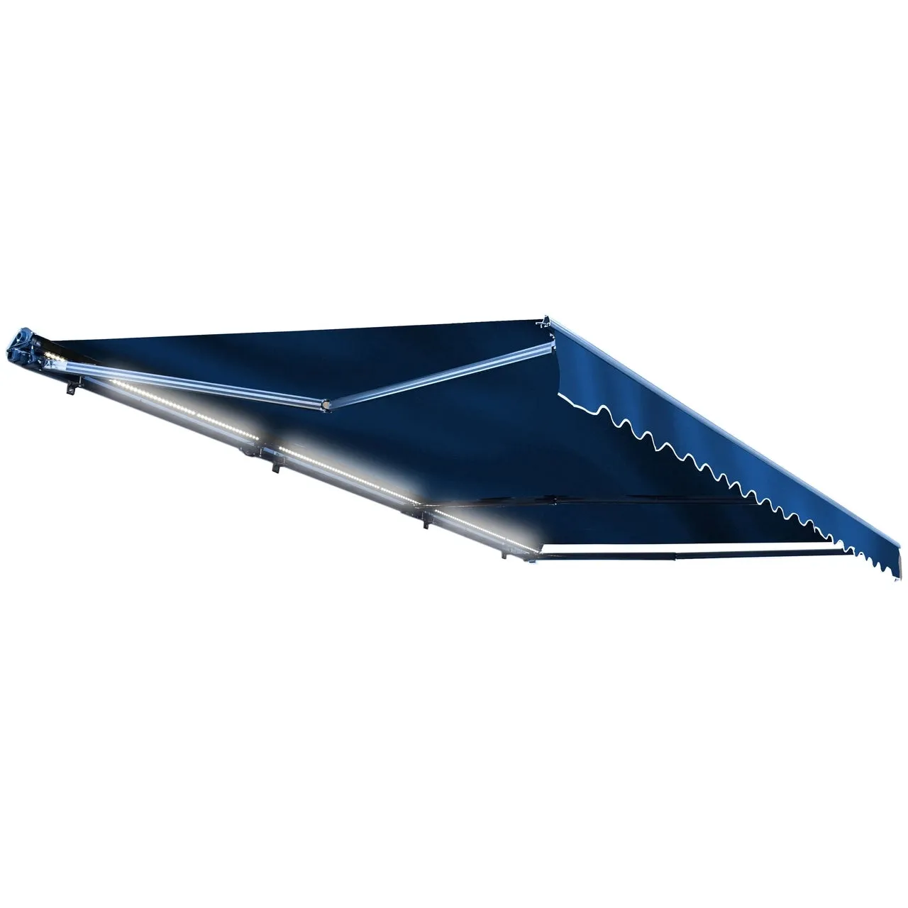 Aleko Half Cassette Motorized Retractable LED Luxury Patio Awning - 16 x 10 Feet - Blue