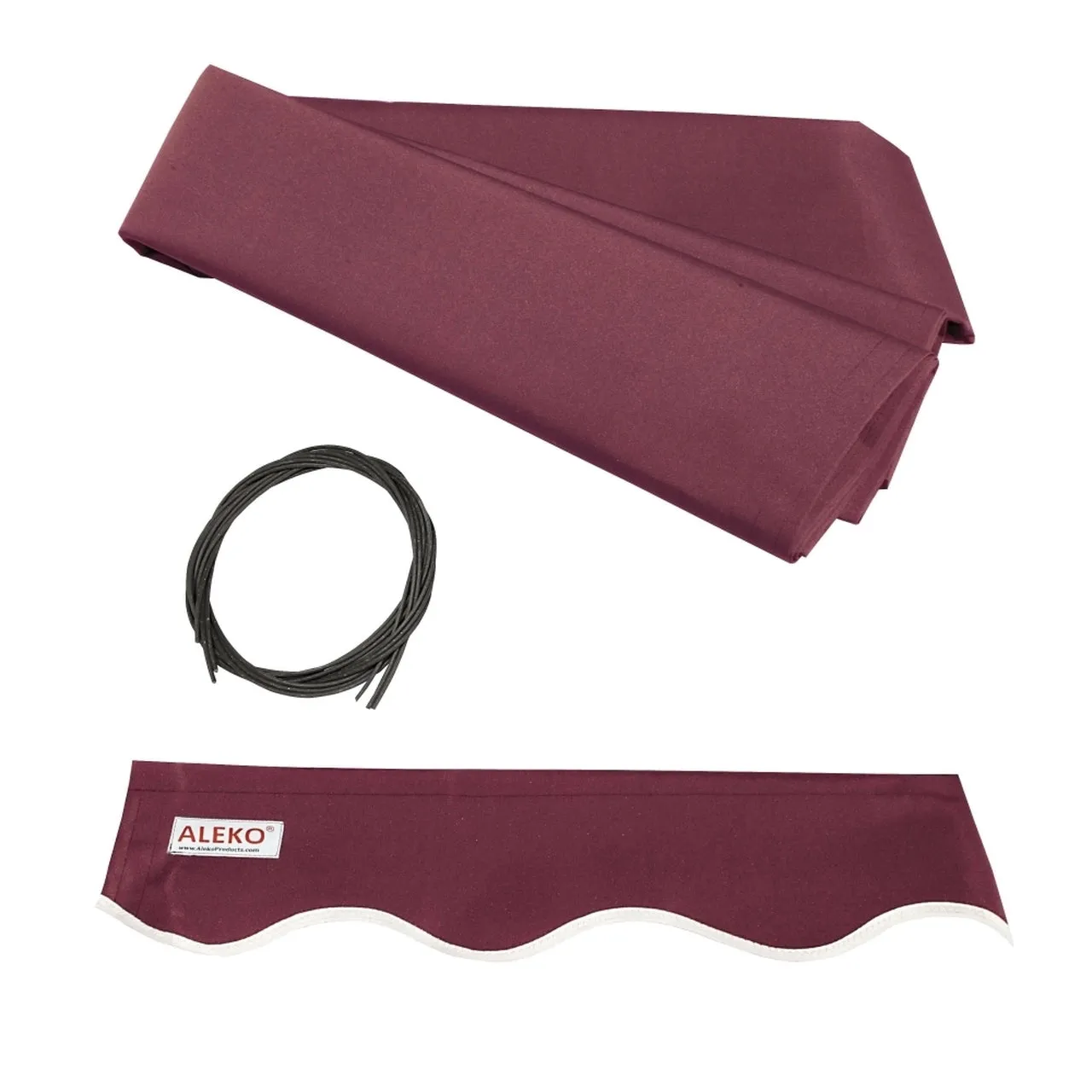 Aleko Half Cassette Motorized Retractable LED Luxury Patio Awning - 16 x 10 Feet - Burgundy