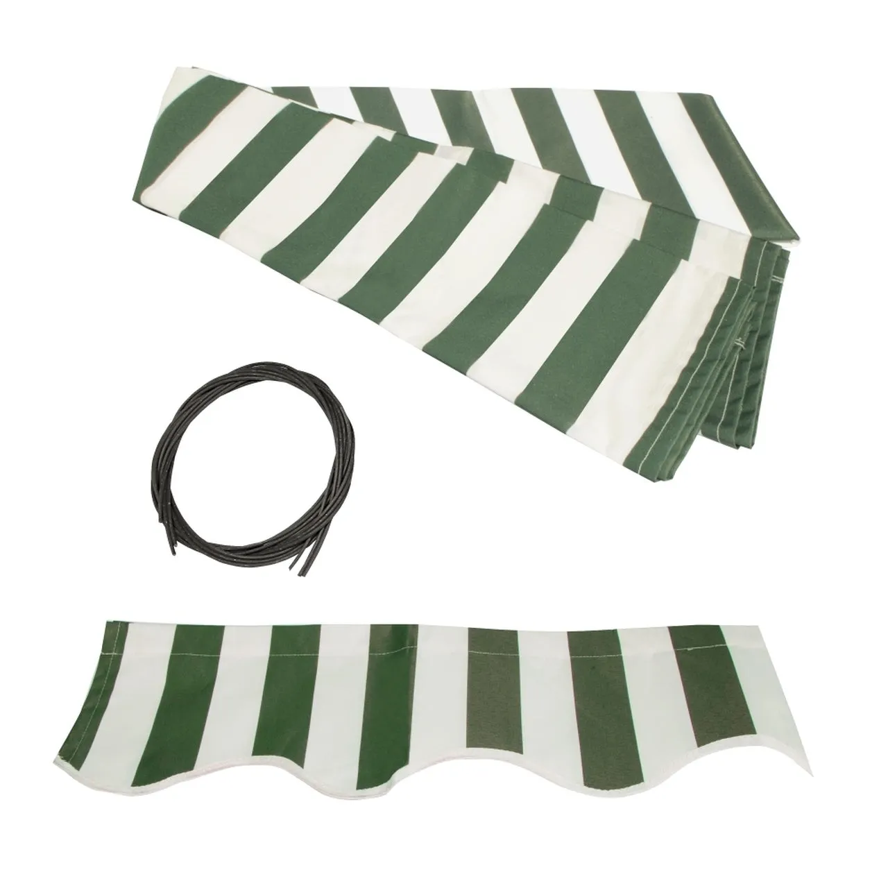 Aleko Half Cassette Motorized Retractable LED Luxury Patio Awning - 16 x 10 Feet - Green and White Stripes