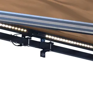 Aleko Half Cassette Motorized Retractable LED Luxury Patio Awning - 16 x 10 Feet - Sand