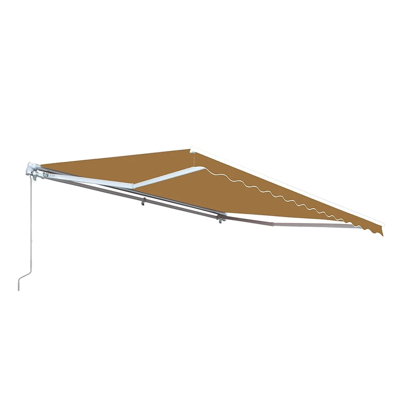 Aleko Motorized Retractable White Frame Patio Awning - 10 x 8 Feet - Sand
