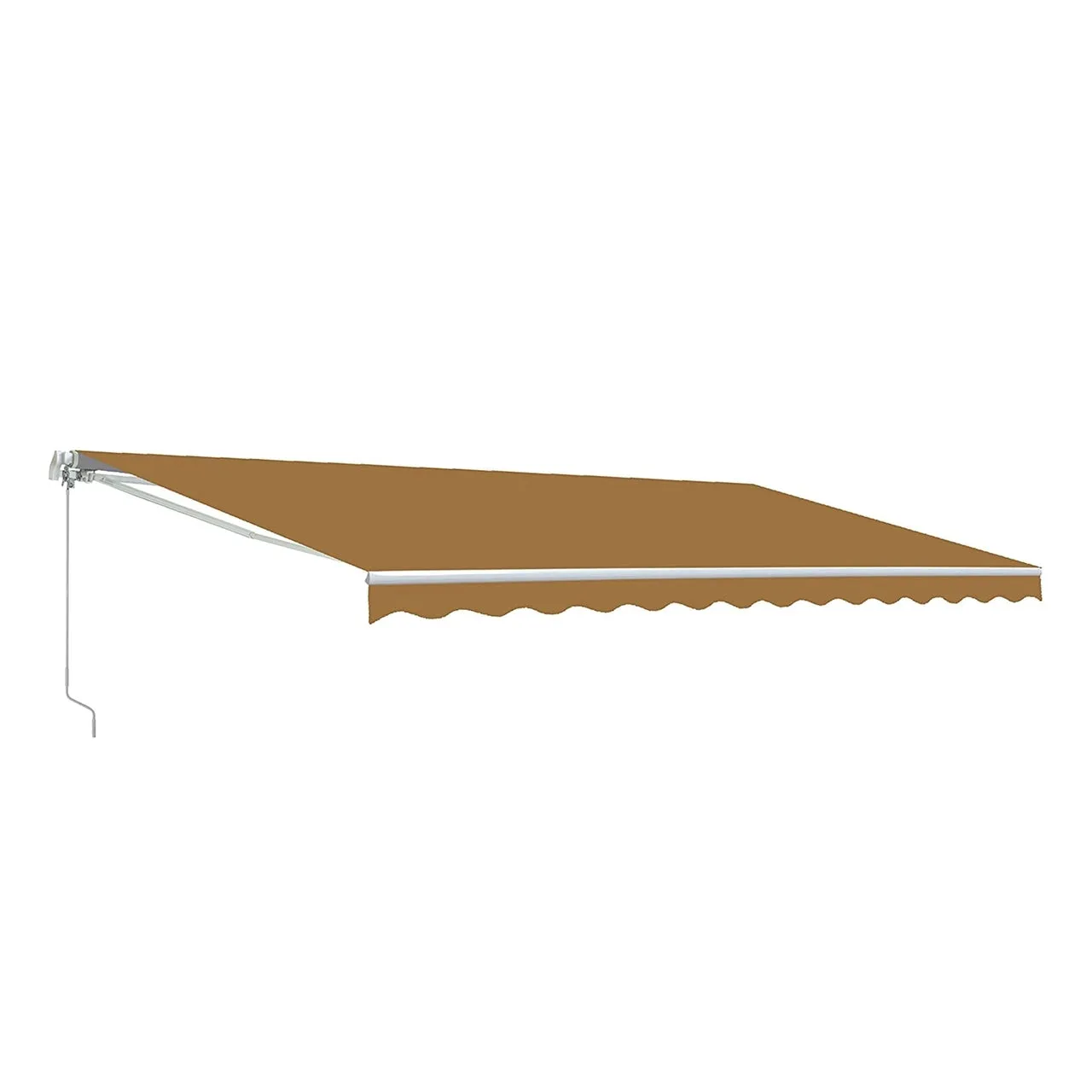 Aleko Motorized Retractable White Frame Patio Awning - 10 x 8 Feet - Sand