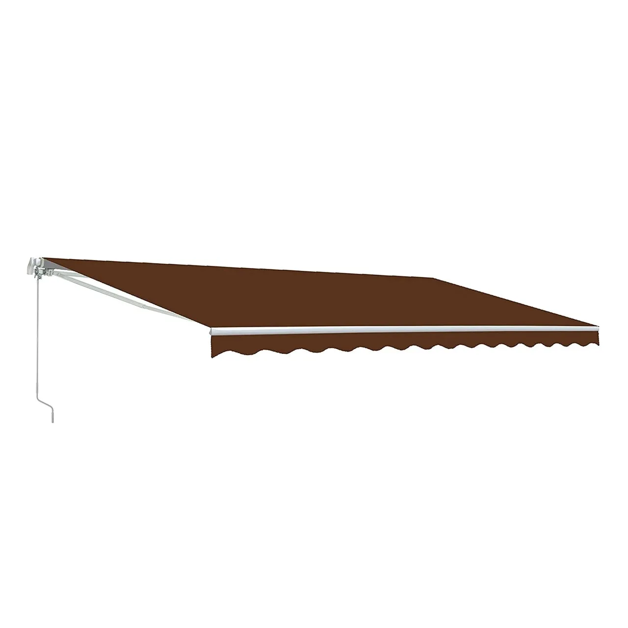 Aleko Motorized Retractable White Frame Patio Awning 12 x 10 Feet - Brown