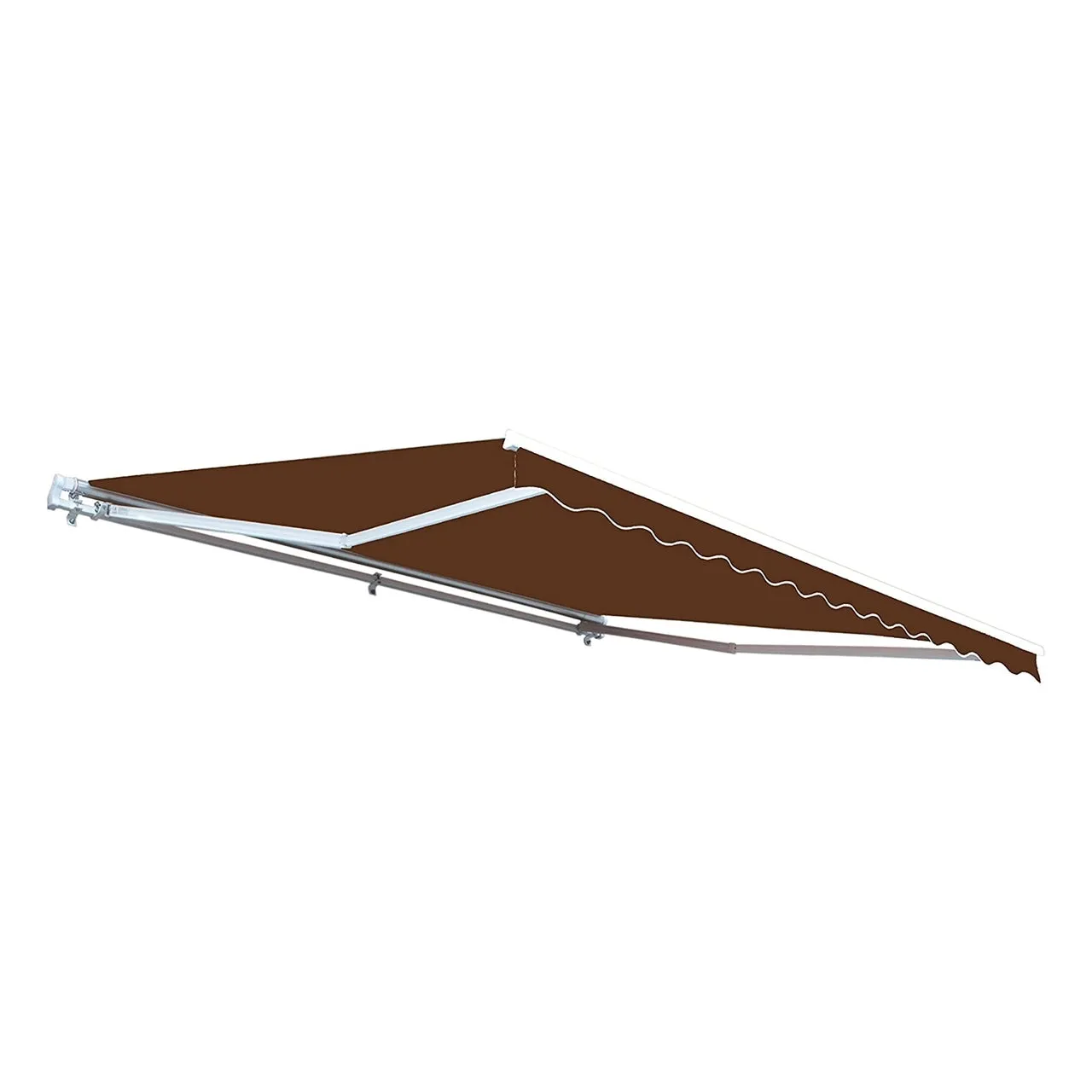 Aleko Motorized Retractable White Frame Patio Awning 12 x 10 Feet - Brown