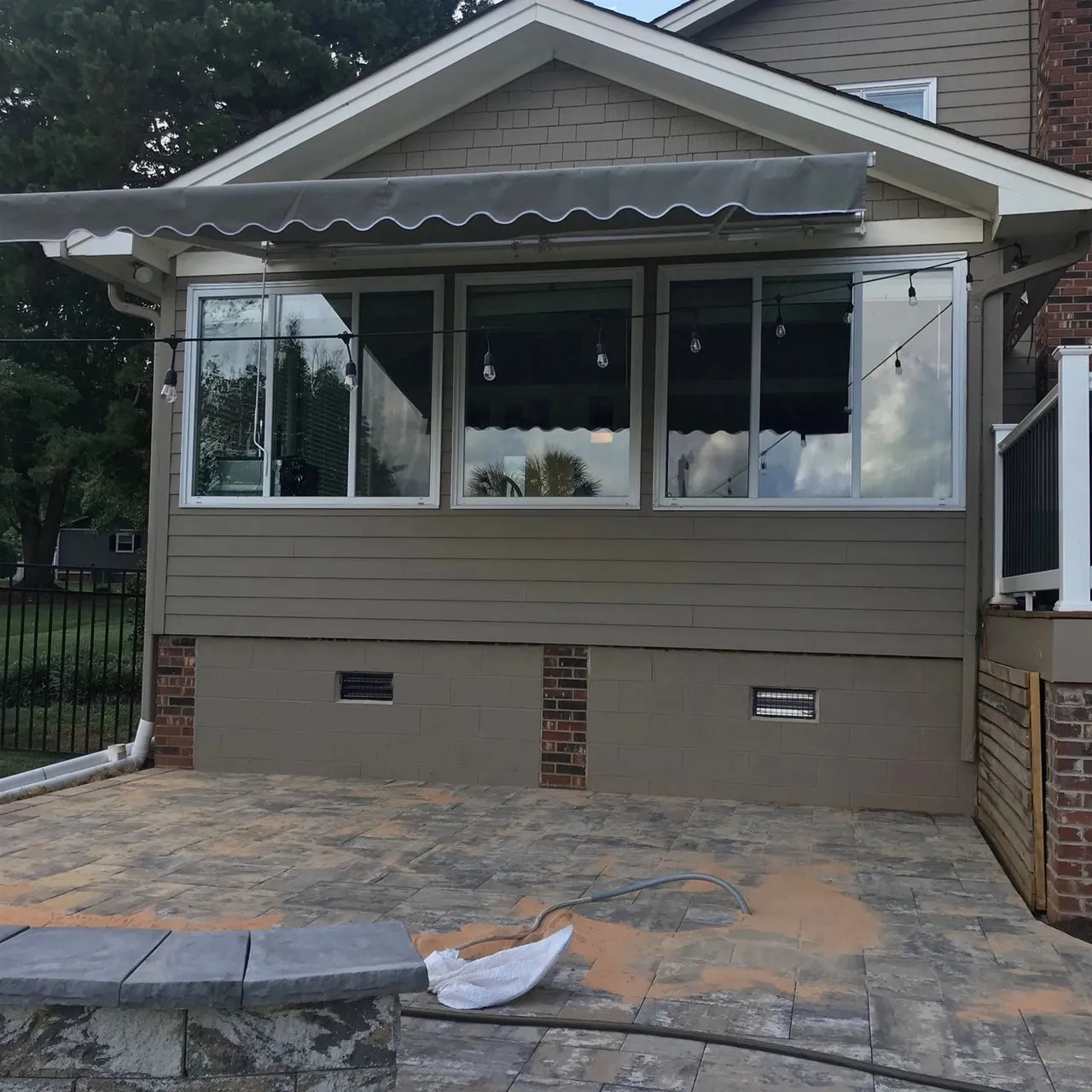 Aleko Motorized Retractable White Frame Patio Awning - 16 x 10 Feet - Gray