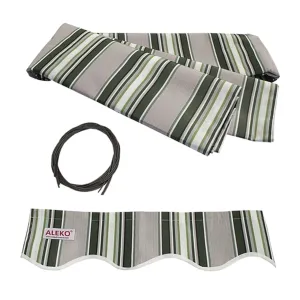 Aleko Retractable Awning Fabric Replacement - 6.5 x 5 Feet - Multi-Stripe Green