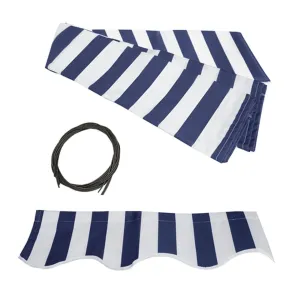 Aleko Retractable Awning Fabric Replacement - 8 x 6.5 Feet - Blue and White Striped