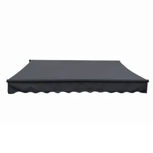 Aleko Retractable Black Frame Patio Awning 10 x 8 Feet - Gray