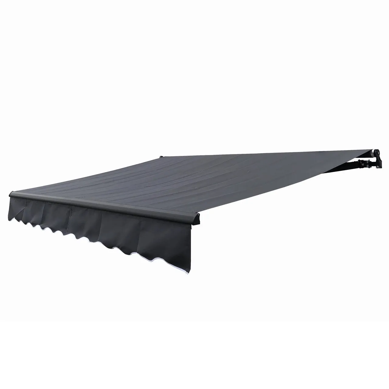 Aleko Retractable Black Frame Patio Awning 10 x 8 Feet - Gray