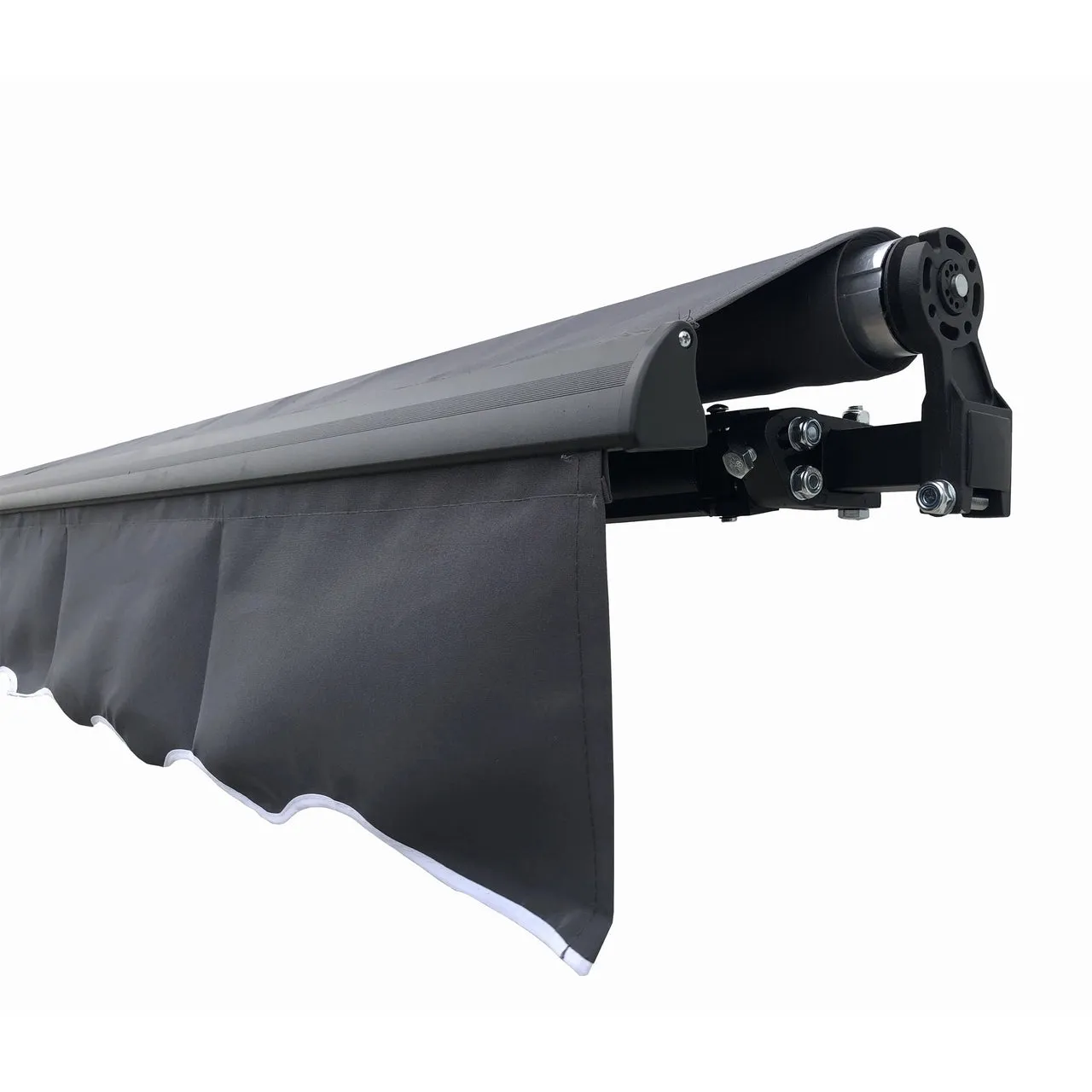 Aleko Retractable Black Frame Patio Awning 10 x 8 Feet - Gray