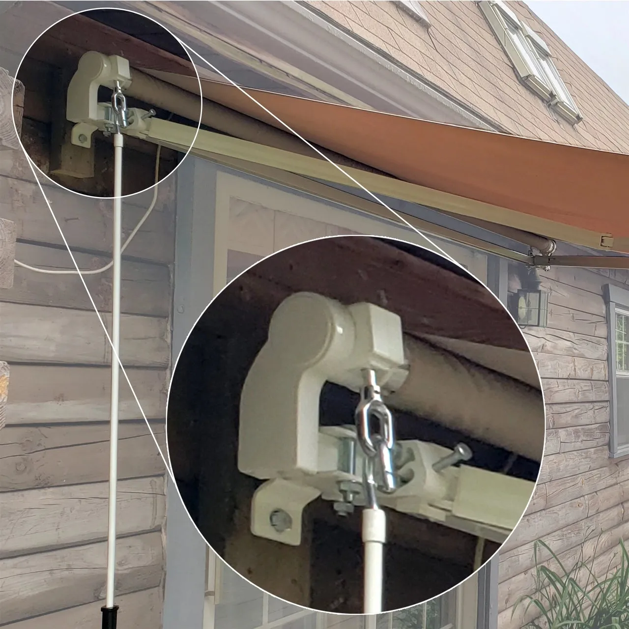 Aleko Retractable White Frame Patio Awning - 12 x 10 Feet - Sand
