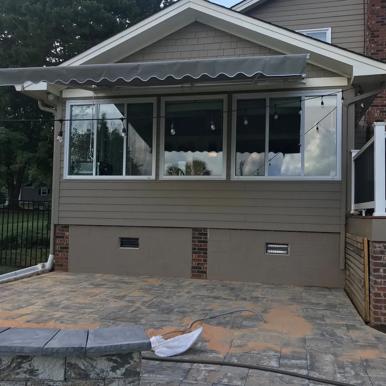 Aleko Retractable White Frame Patio Awning - 13 x 10 Feet - Gray