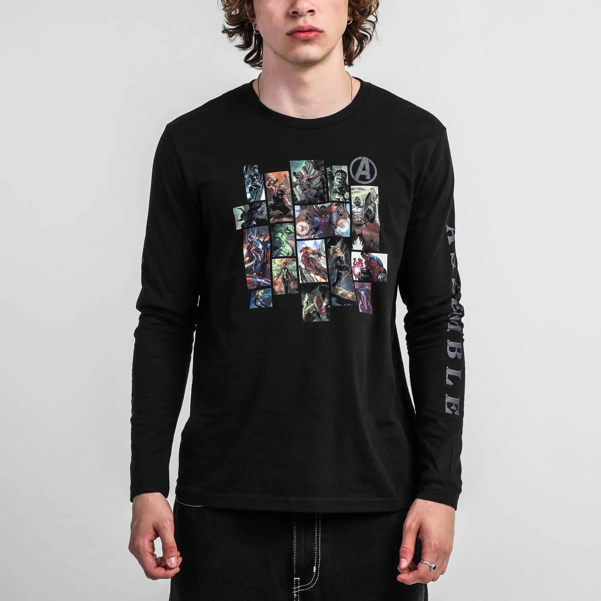 Avengers Assemble Mosaic Black Long Sleeve